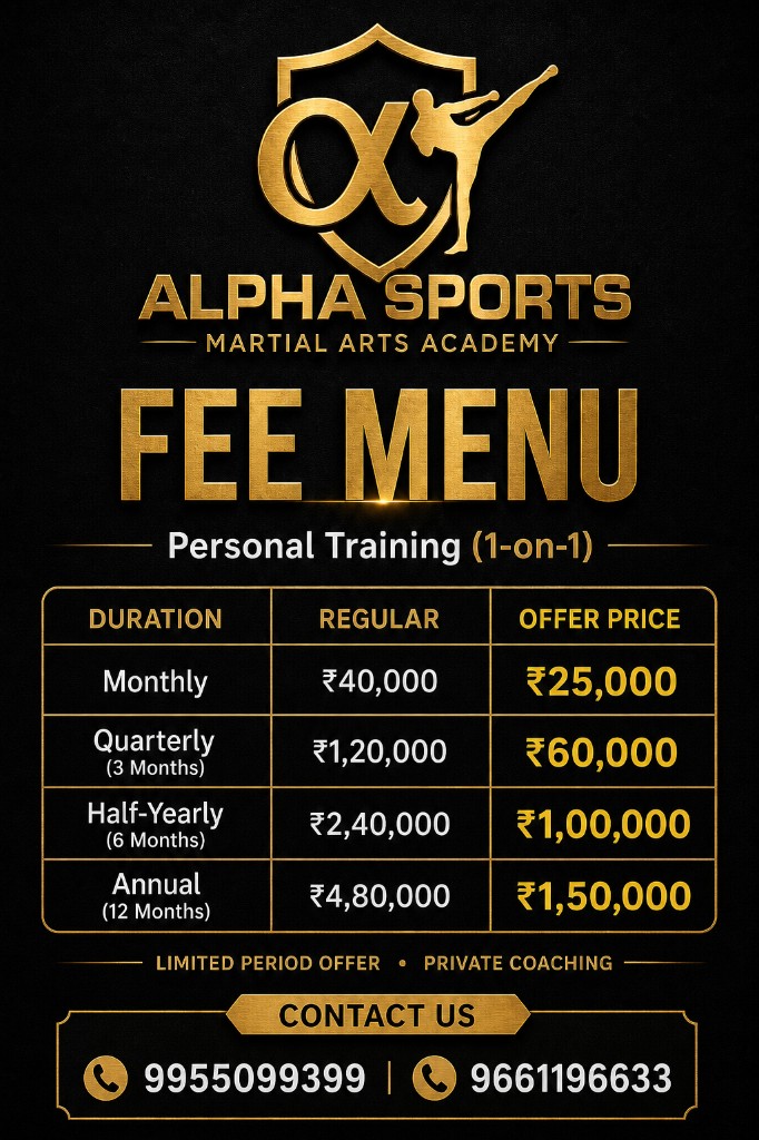 Alpha Sports personal training fee menu